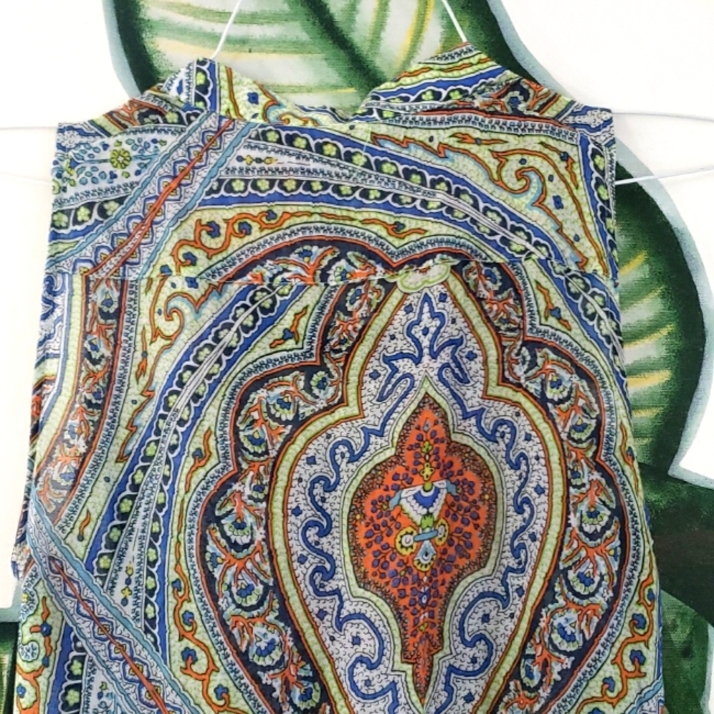 Zara Basic Semi-sheer Pasley Multicolor Print Sleeveless Silky Dress, Size S. - Picture 9 of 16
